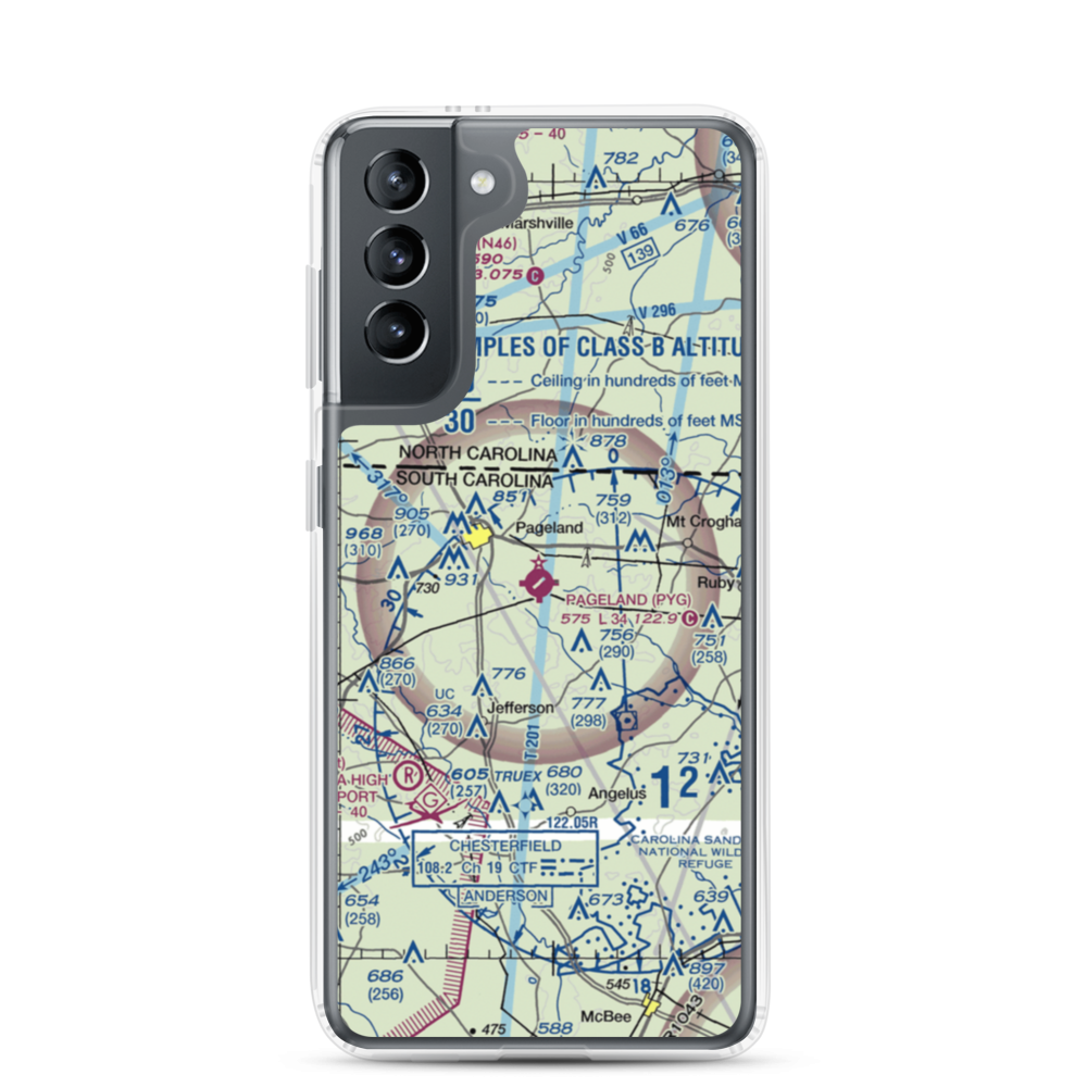Pageland Airport (PYG) VFR Sectional Samsung Case Samsung Galaxy S21 model shown
