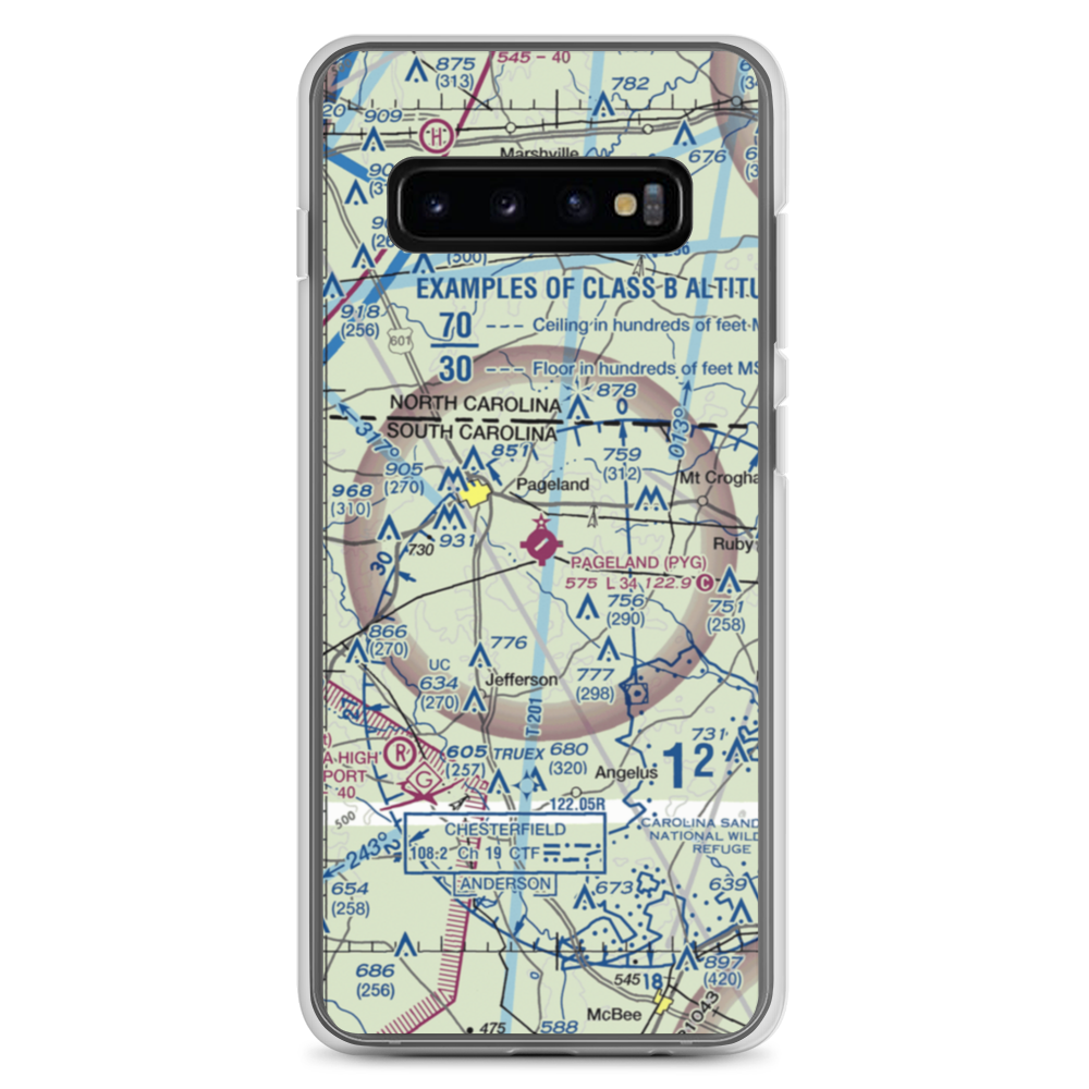 Pageland Airport (PYG) VFR Sectional Samsung Case Samsung Galaxy S10+ model shown