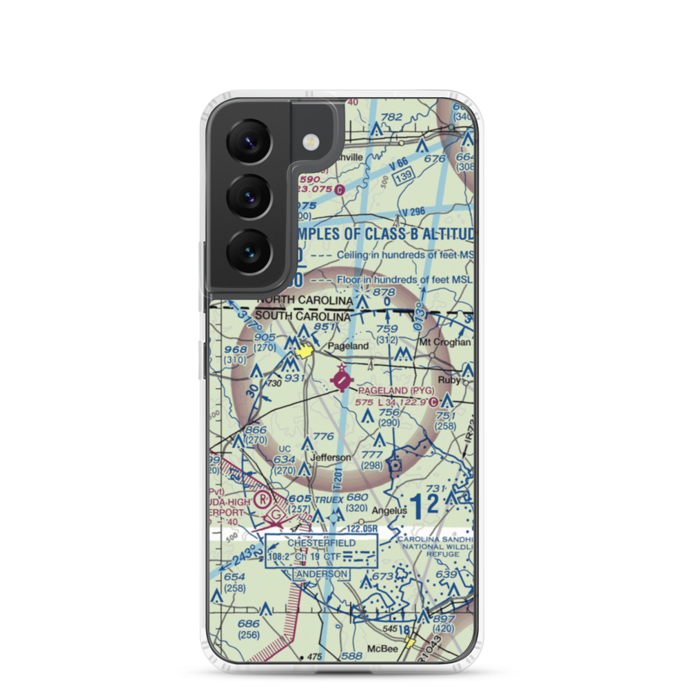 Pageland Airport (PYG) VFR Sectional Samsung Case Samsung Galaxy S22 model shown