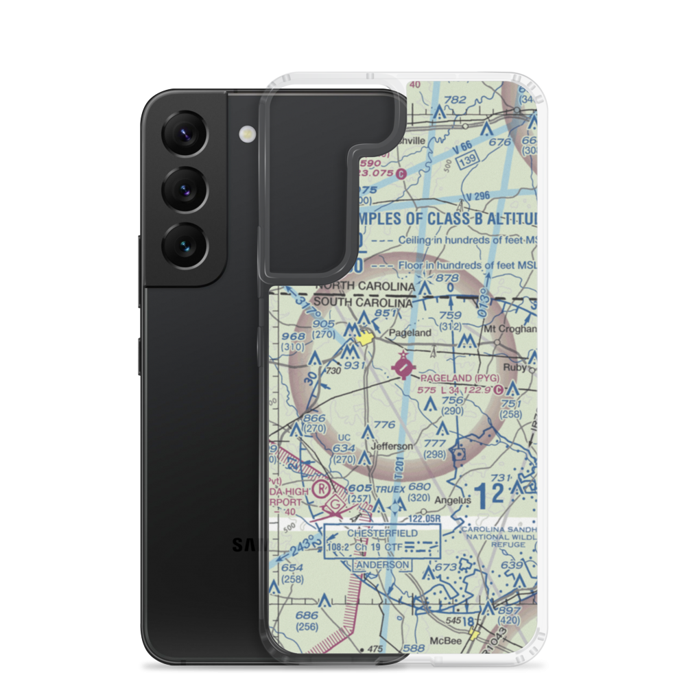 Pageland Airport (PYG) VFR Sectional Samsung Case Samsung Galaxy S22 model shown
