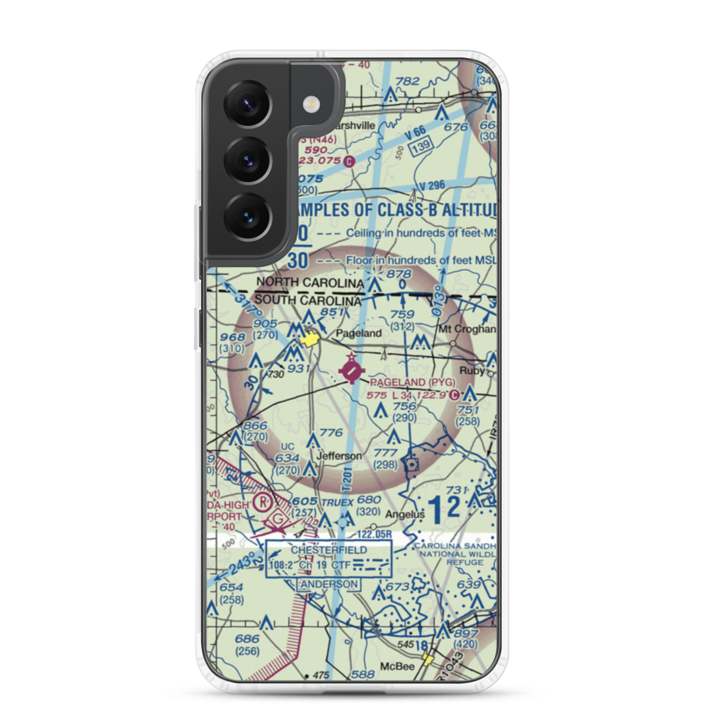 Pageland Airport (PYG) VFR Sectional Samsung Case Samsung Galaxy S22 Plus model shown