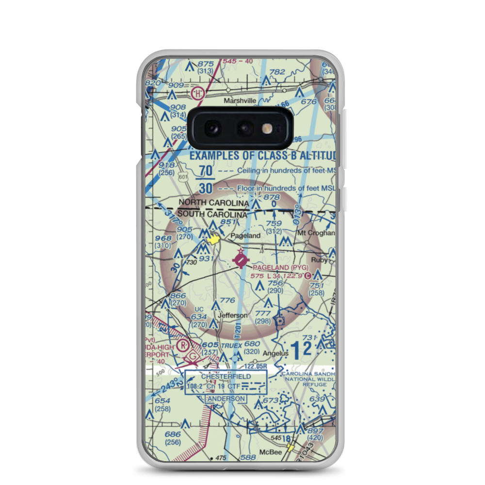 Pageland Airport (PYG) VFR Sectional Samsung Case Samsung Galaxy S10e model shown