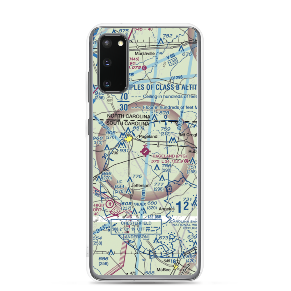 Pageland Airport (PYG) VFR Sectional Samsung Case Samsung Galaxy S20 model shown
