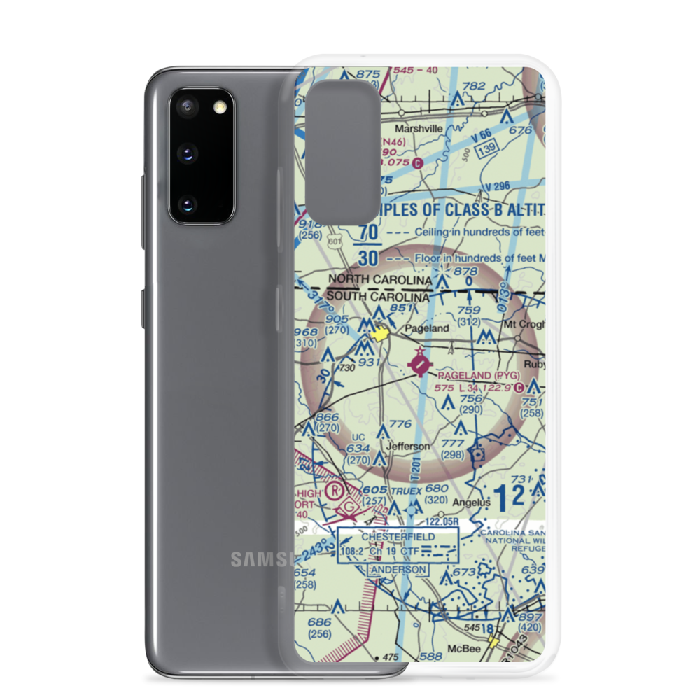 Pageland Airport (PYG) VFR Sectional Samsung Case Samsung Galaxy S20 model shown