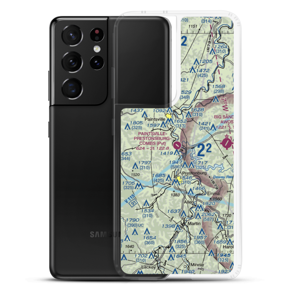 Paintsville-Prestonsburg-Combs Field (9KY9) VFR Sectional Samsung Case Samsung Galaxy S21 Ultra model shown