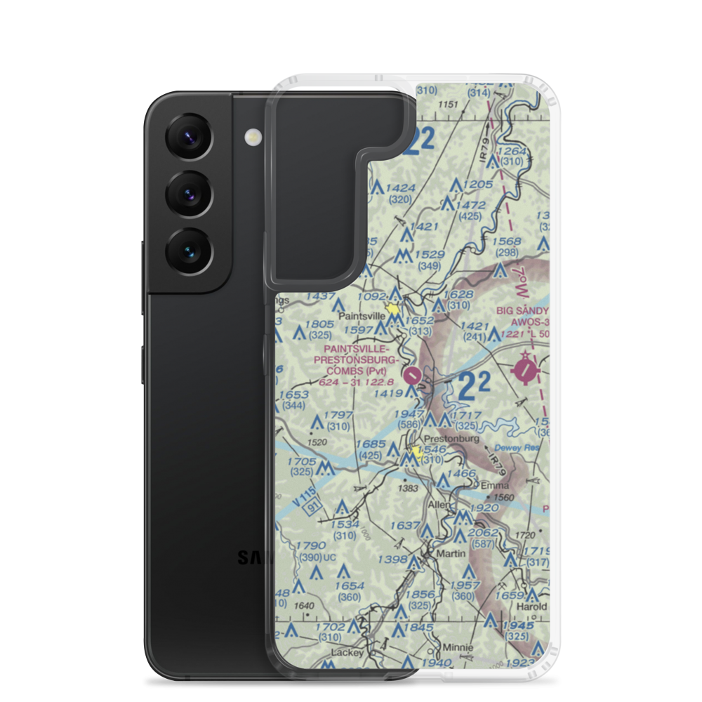 Paintsville-Prestonsburg-Combs Field (9KY9) VFR Sectional Samsung Case Samsung Galaxy S22 model shown
