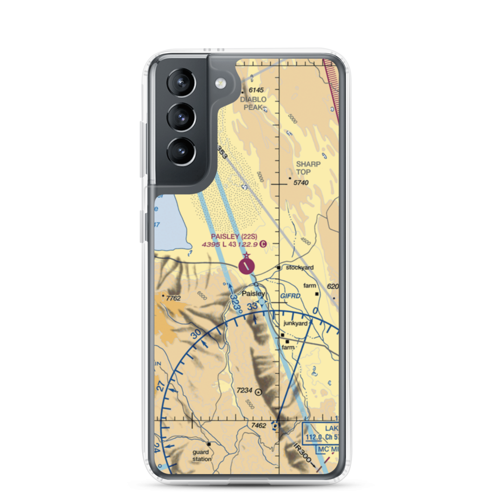Paisley Airport (22S) VFR Sectional Samsung Case Samsung Galaxy S21 model shown