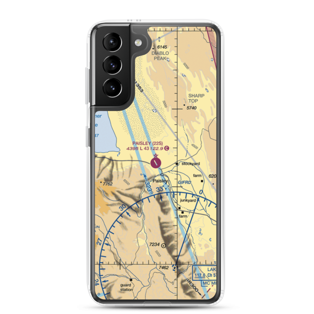 Paisley Airport (22S) VFR Sectional Samsung Case Samsung Galaxy S21 Plus model shown