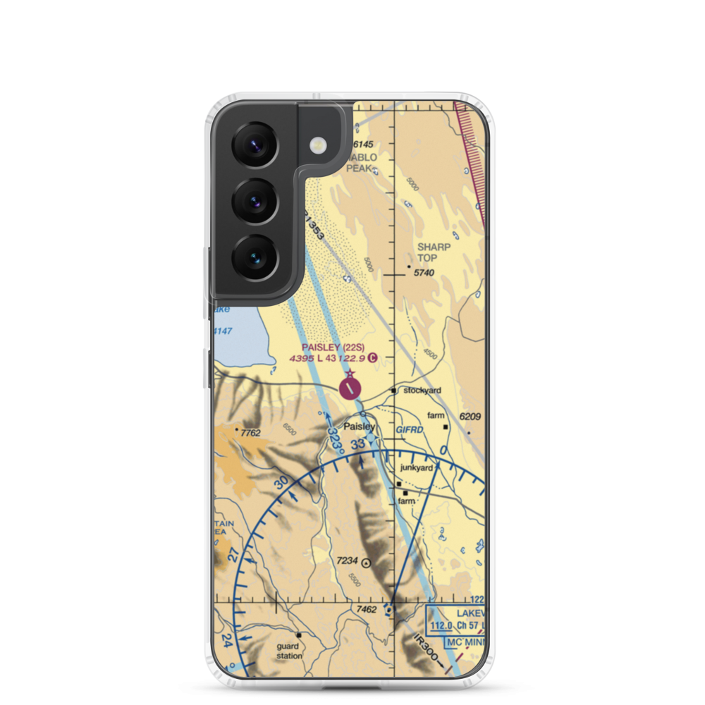 Paisley Airport (22S) VFR Sectional Samsung Case Samsung Galaxy S22 model shown