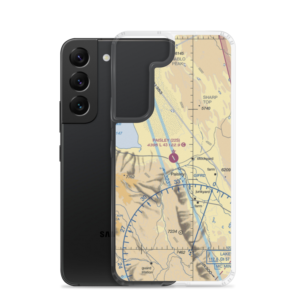 Paisley Airport (22S) VFR Sectional Samsung Case Samsung Galaxy S22 model shown