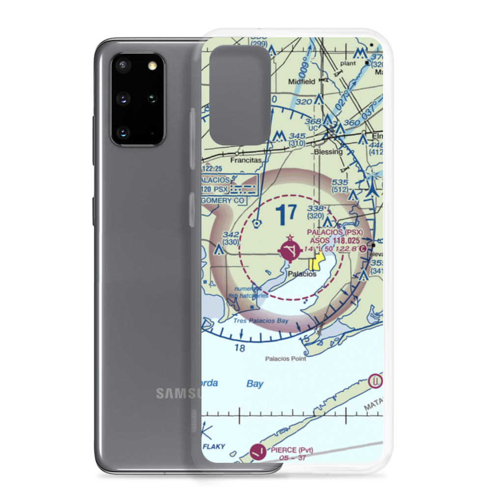 Palacios Municipal Airport (PSX) VFR Sectional Samsung Case Samsung Galaxy S20 Plus model shown