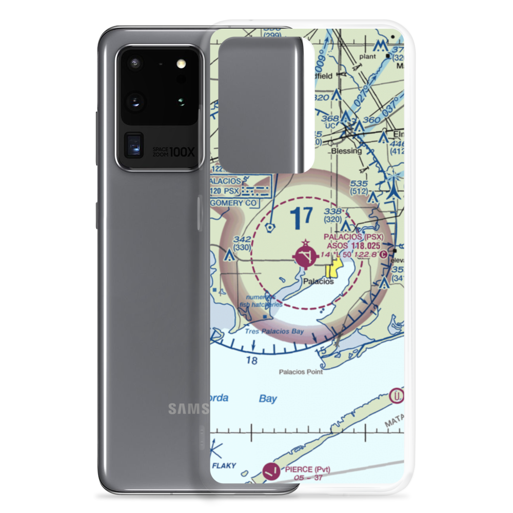 Palacios Municipal Airport (PSX) VFR Sectional Samsung Case Samsung Galaxy S20 Ultra model shown
