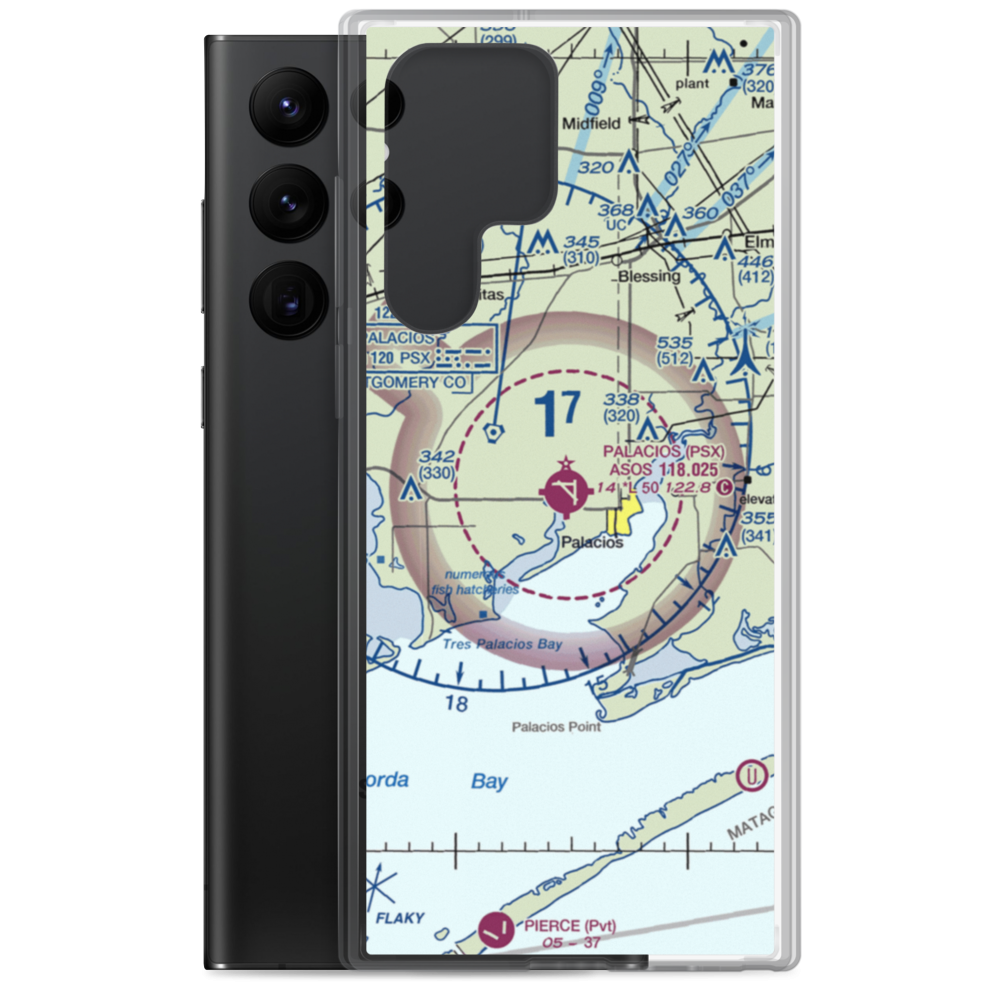 Palacios Municipal Airport (PSX) VFR Sectional Samsung Case Samsung Galaxy S22 Ultra model shown