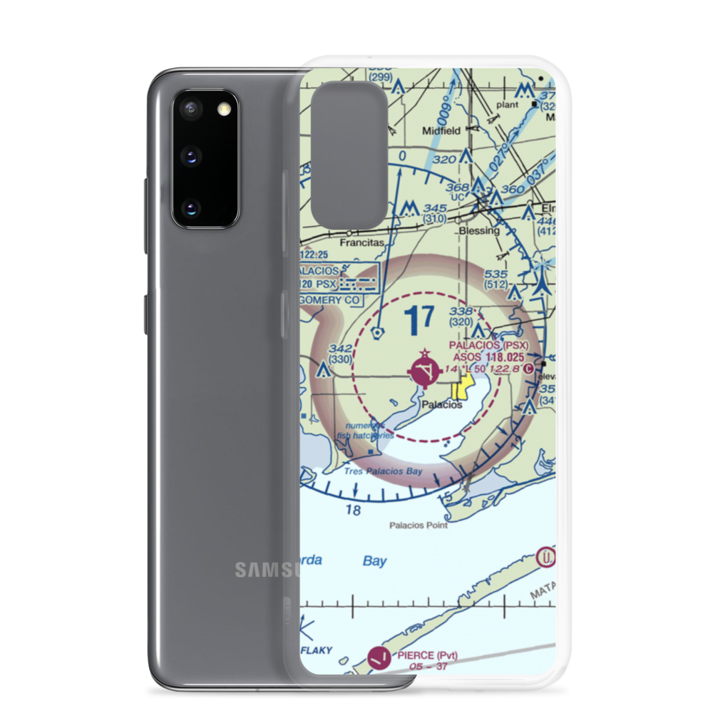 Palacios Municipal Airport (PSX) VFR Sectional Samsung Case Samsung Galaxy S20 model shown