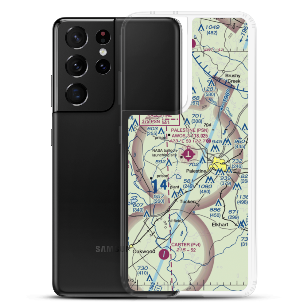 Palestine Municipal Airport (PSN) VFR Sectional Samsung Case Samsung Galaxy S21 Ultra model shown