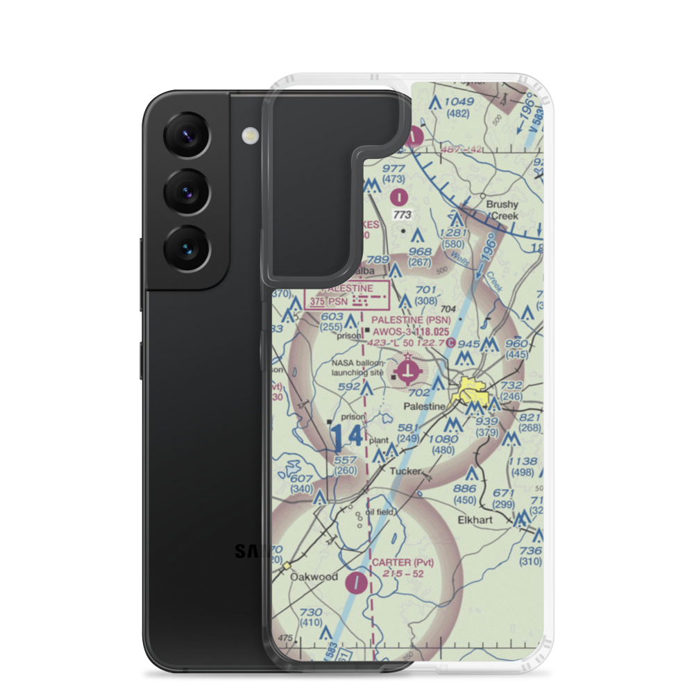 Palestine Municipal Airport (PSN) VFR Sectional Samsung Case Samsung Galaxy S22 model shown