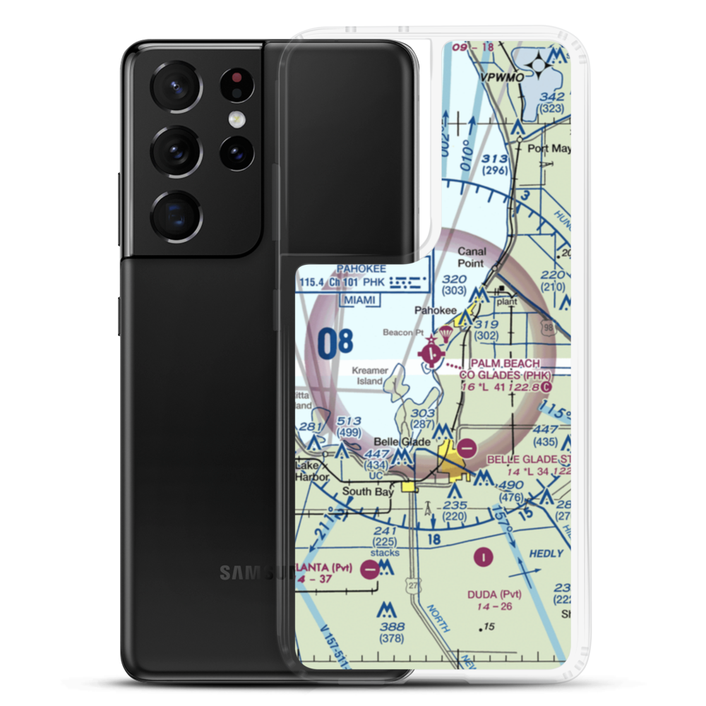 Palm Beach County Glades Airport (PHK) VFR Sectional Samsung Case Samsung Galaxy S21 Ultra model shown