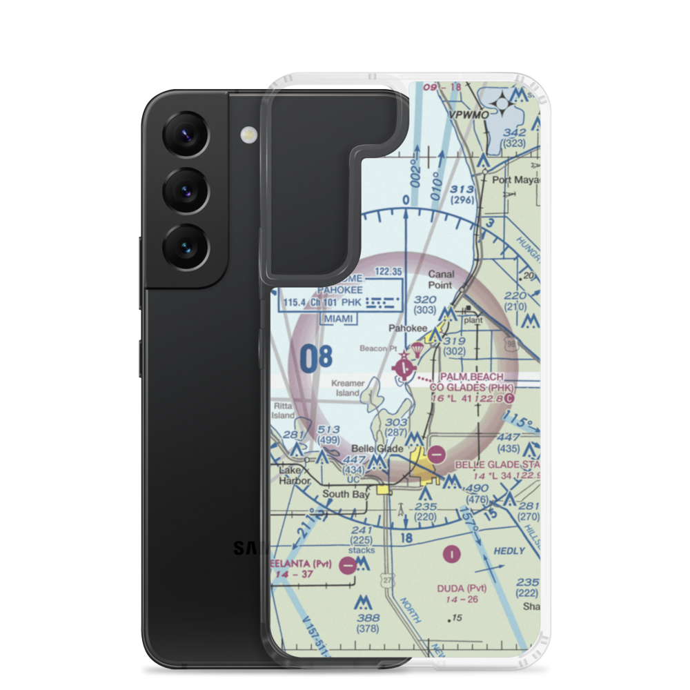 Palm Beach County Glades Airport (PHK) VFR Sectional Samsung Case Samsung Galaxy S22 model shown