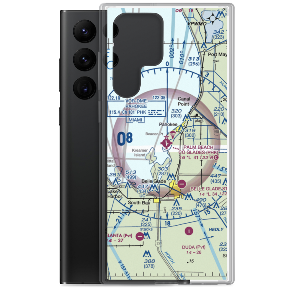 Palm Beach County Glades Airport (PHK) VFR Sectional Samsung Case Samsung Galaxy S22 Ultra model shown