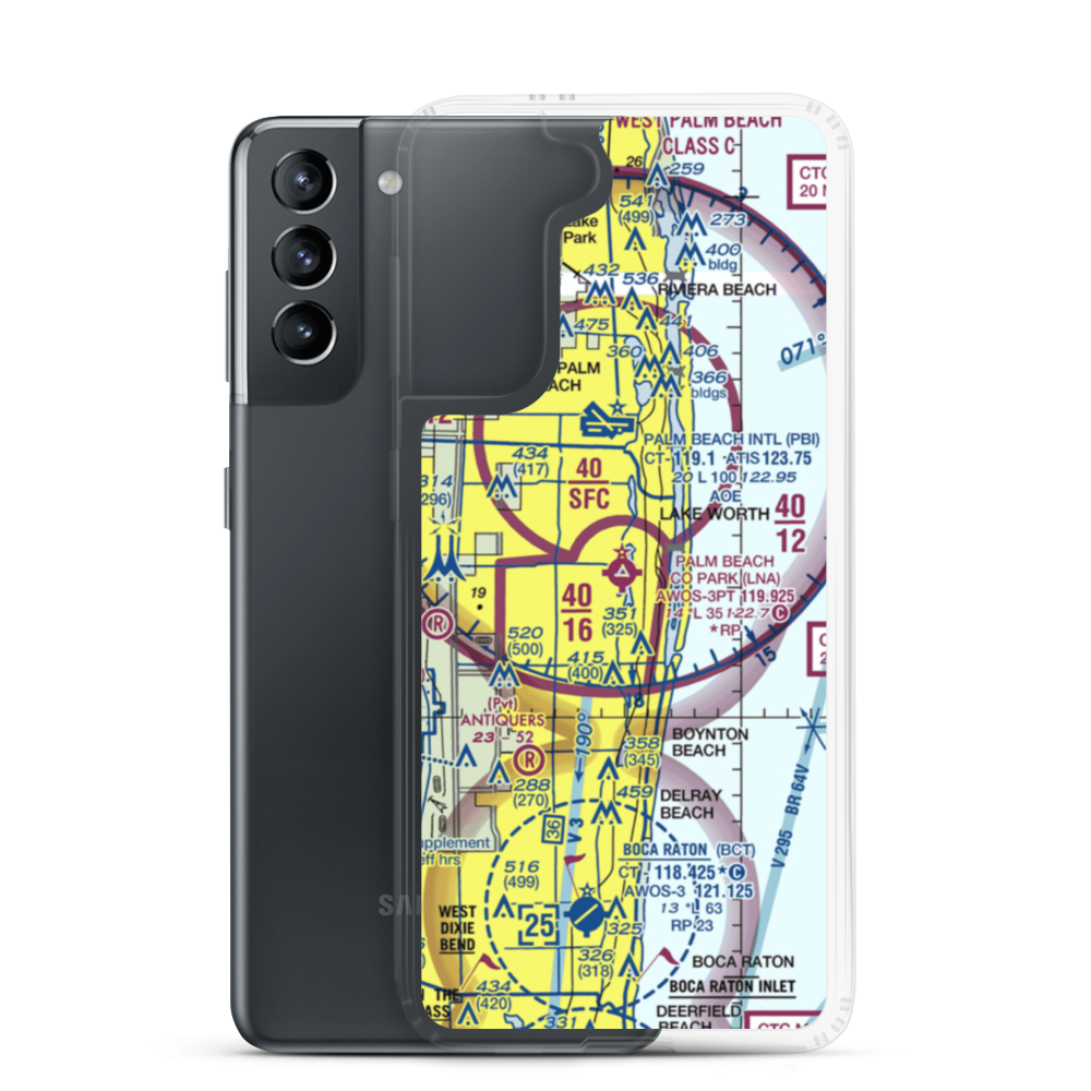 Palm Beach County Park Airport (LNA) VFR Sectional Samsung Case Samsung Galaxy S21 model shown
