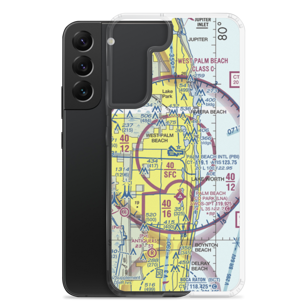 Palm Beach International Airport (PBI) VFR Sectional Samsung Case Samsung Galaxy S22 Plus model shown