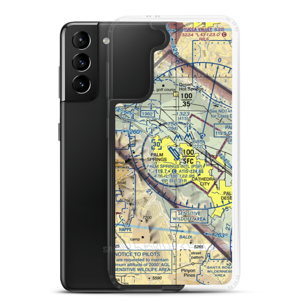 Palm Springs International Airport (PSP) VFR Sectional Samsung Case Samsung Galaxy S21 Plus model shown