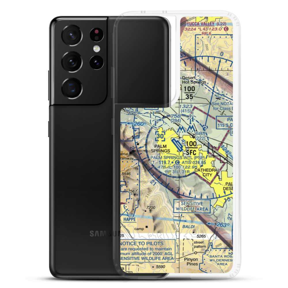 Palm Springs International Airport (PSP) VFR Sectional Samsung Case Samsung Galaxy S21 Ultra model shown