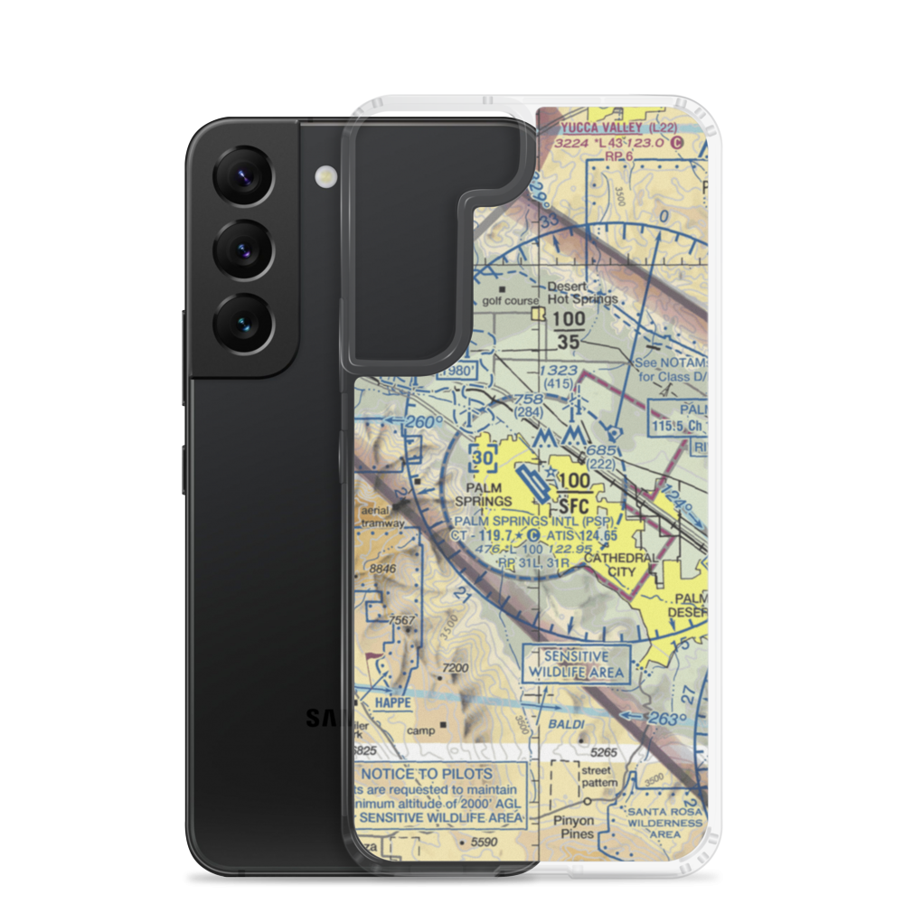 Palm Springs International Airport (PSP) VFR Sectional Samsung Case Samsung Galaxy S22 model shown