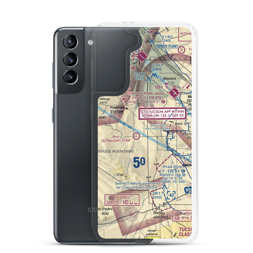 Palm Valley Tucson Airport (4AZ0) VFR Sectional Samsung Case Samsung Galaxy S21 model shown