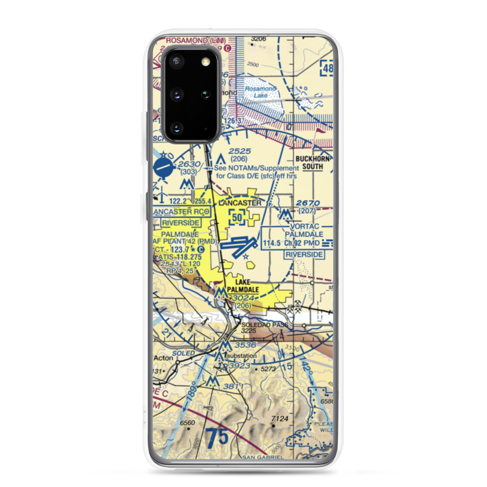Palmdale Regional/USAF Plant 42 Airport (PMD) VFR Sectional Samsung Case Samsung Galaxy S20 Plus model shown