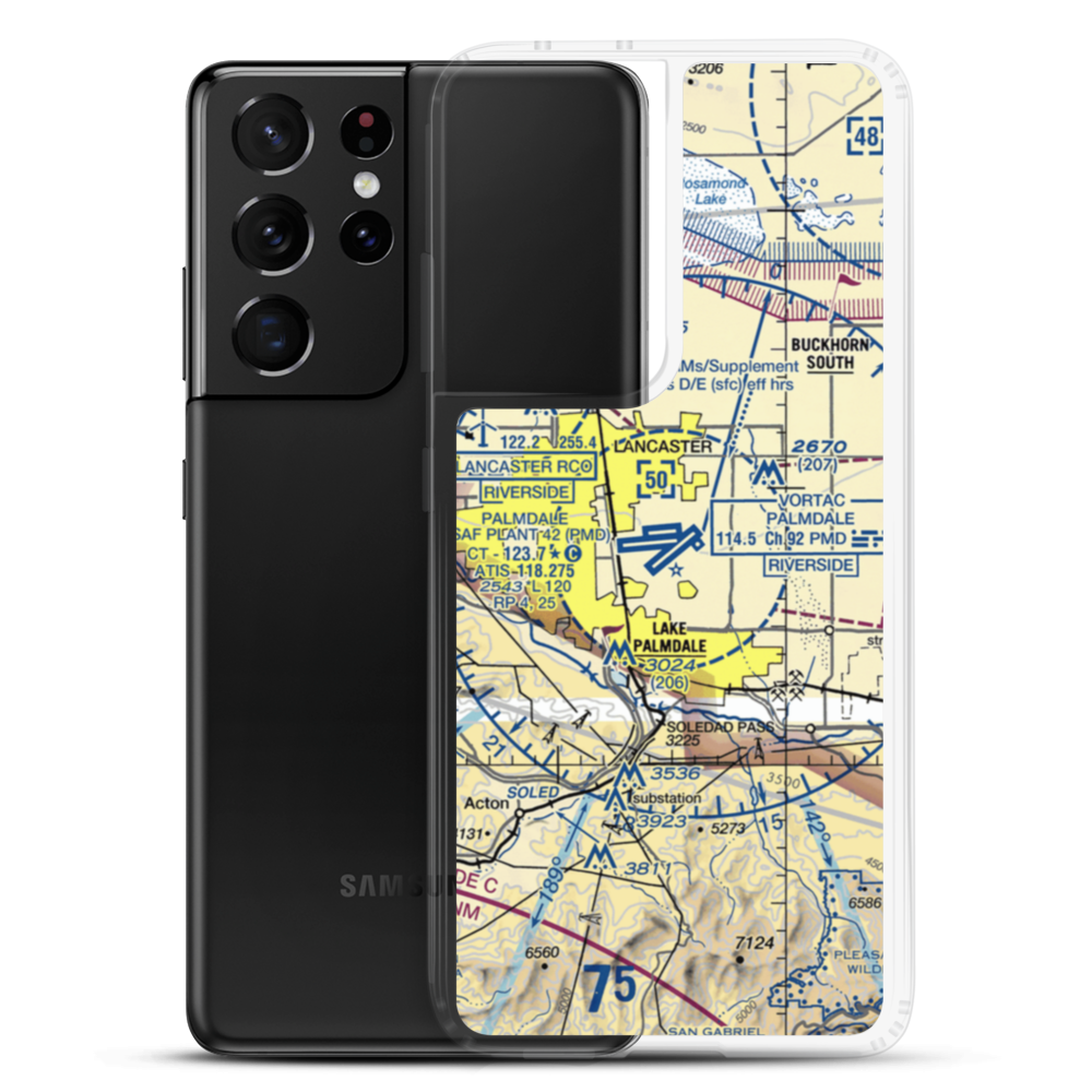 Palmdale Regional/USAF Plant 42 Airport (PMD) VFR Sectional Samsung Case Samsung Galaxy S21 Ultra model shown