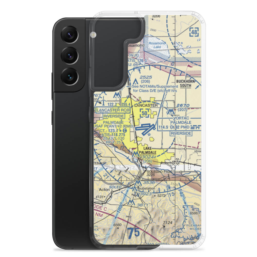 Palmdale Regional/USAF Plant 42 Airport (PMD) VFR Sectional Samsung Case Samsung Galaxy S22 Plus model shown