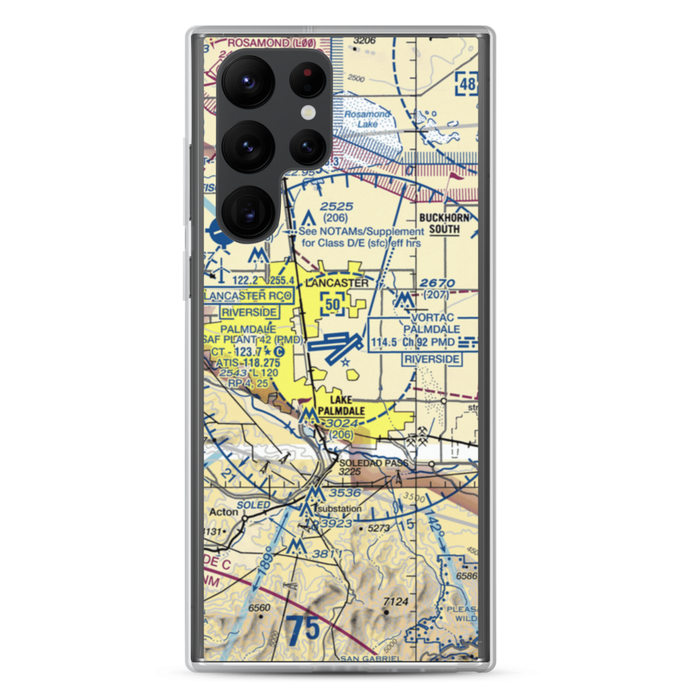 Palmdale Regional/USAF Plant 42 Airport (PMD) VFR Sectional Samsung Case Samsung Galaxy S22 Ultra model shown