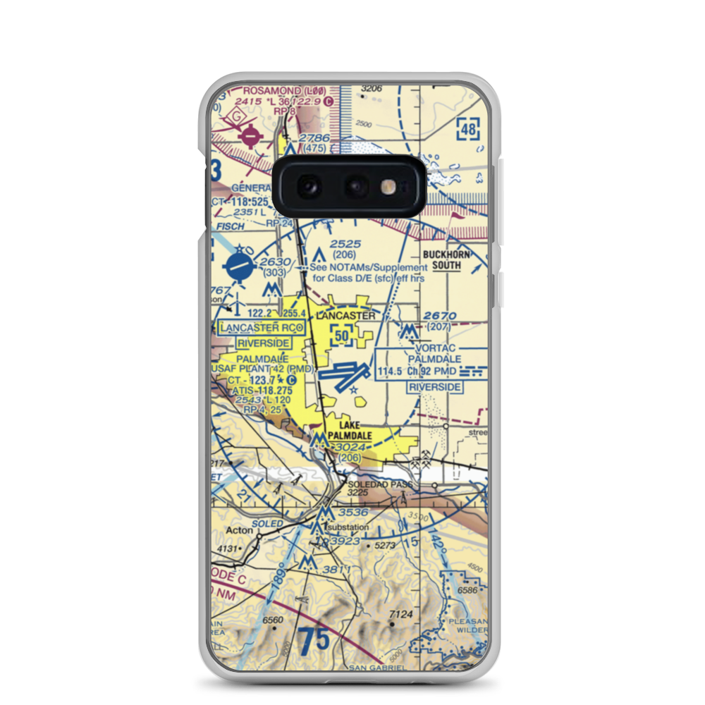 Palmdale Regional/USAF Plant 42 Airport (PMD) VFR Sectional Samsung Case Samsung Galaxy S10e model shown