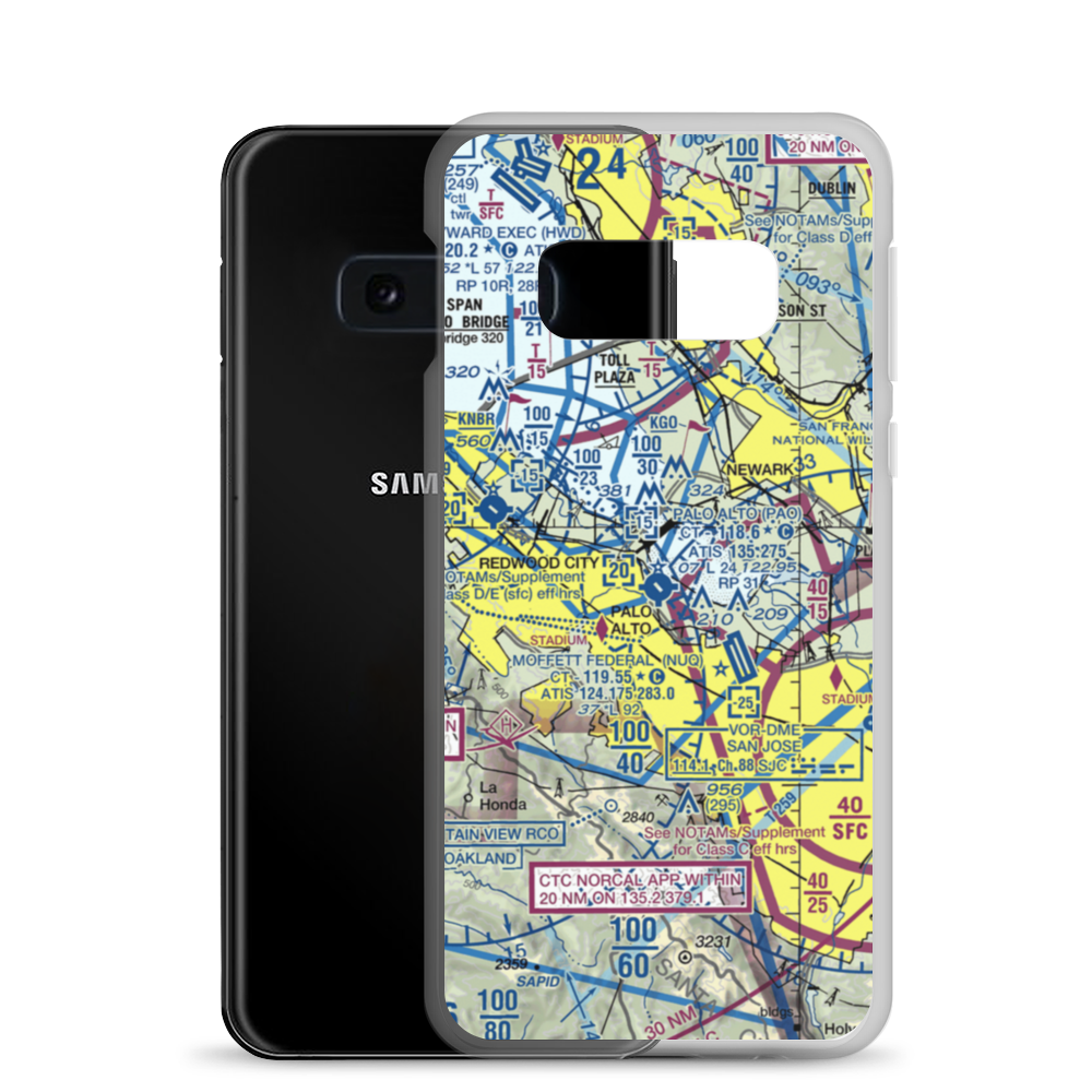 Palo Alto Airport of Santa Clara County (PAO) VFR Sectional Samsung Case Samsung Galaxy S10e model shown