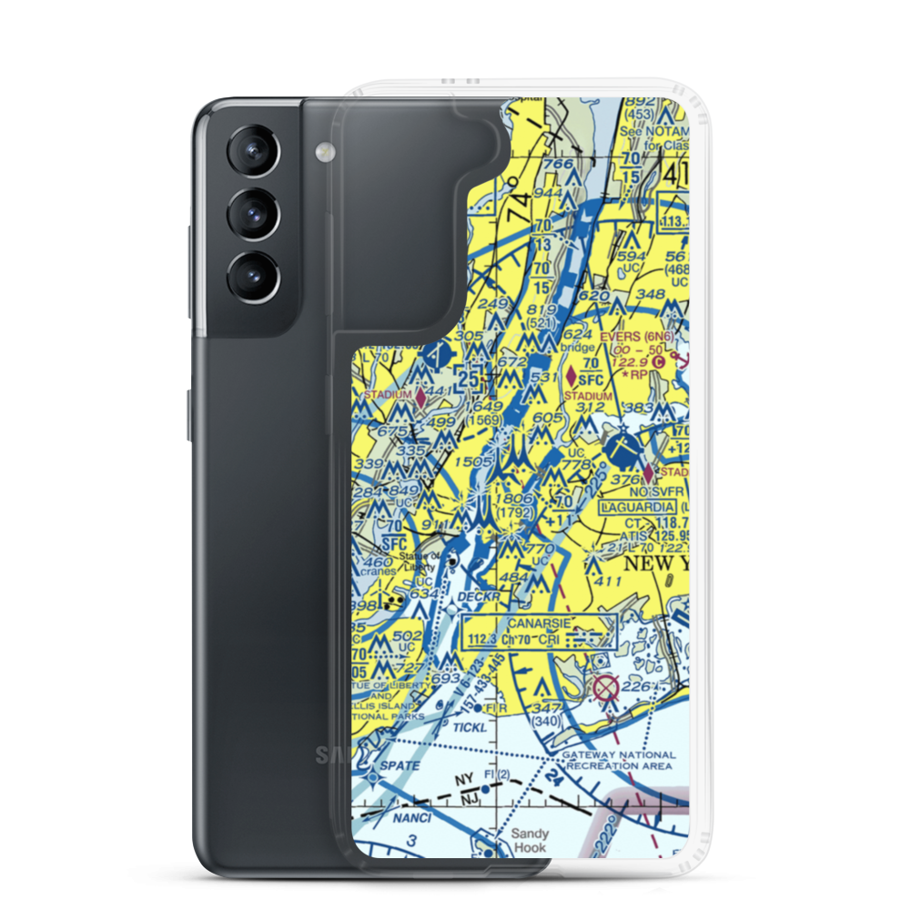 Pan Am Building Heliport (JPB) VFR Sectional Samsung Case Samsung Galaxy S21 model shown