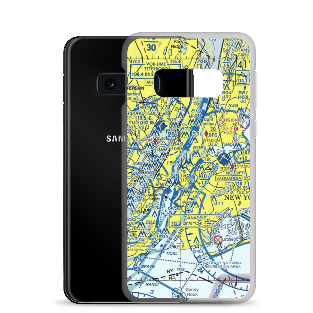 Pan Am Building Heliport (JPB) VFR Sectional Samsung Case Samsung Galaxy S10e model shown