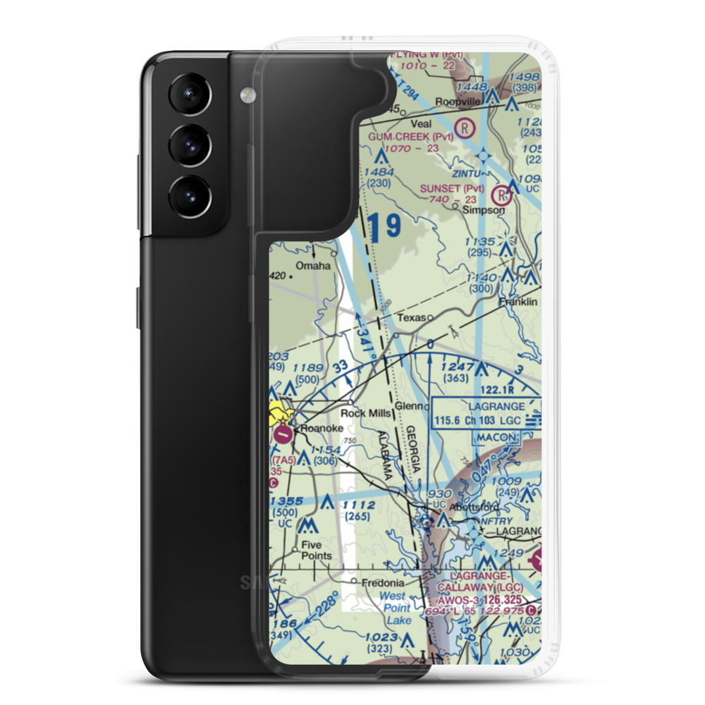 Panacea Airport (5GA7) VFR Sectional Samsung Case Samsung Galaxy S21 Plus model shown