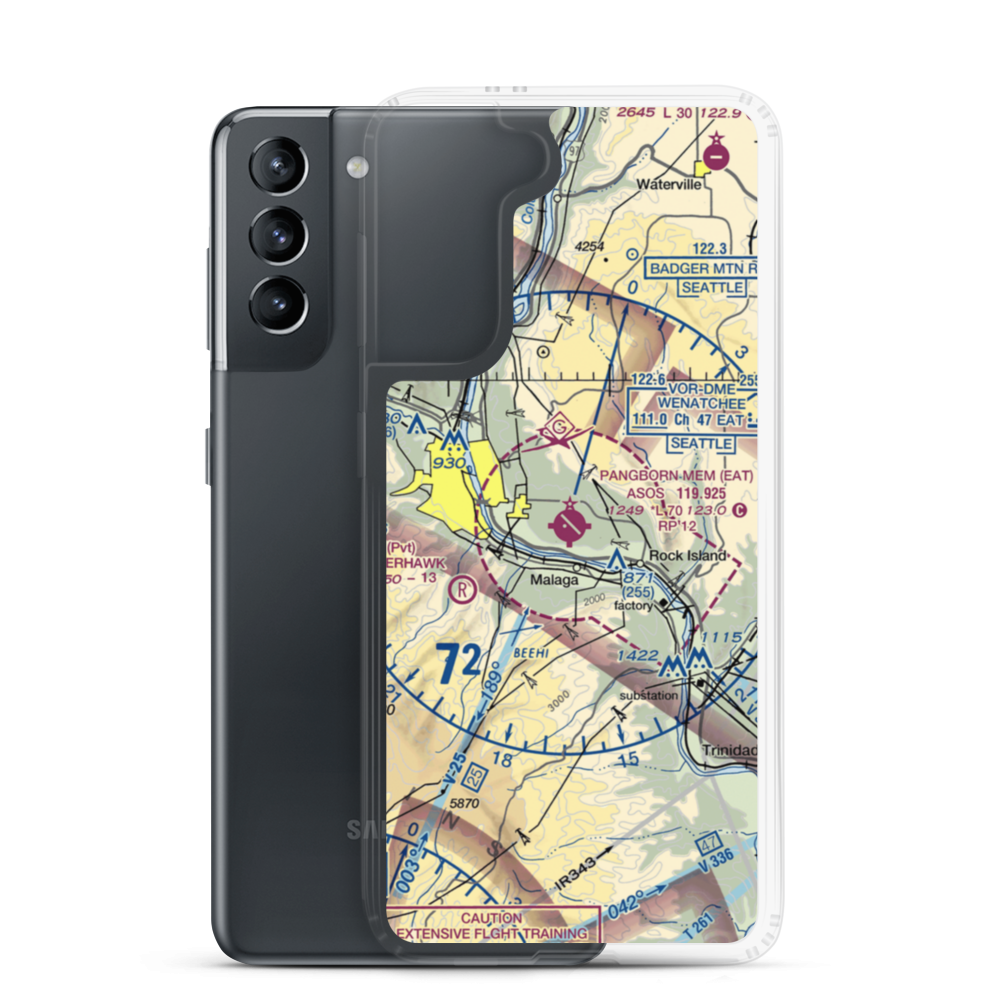 Pangborn Memorial Airport (EAT) VFR Sectional Samsung Case Samsung Galaxy S21 model shown