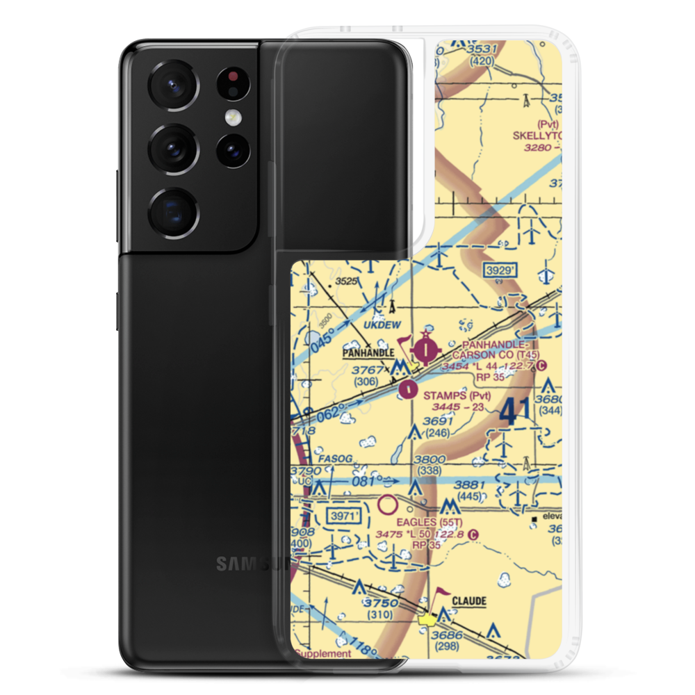 Panhandle Carson County Airport (T45) VFR Sectional Samsung Case Samsung Galaxy S21 Ultra model shown