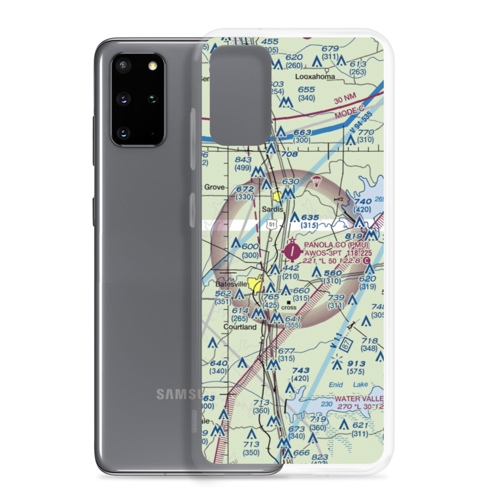 Panola County Airport (PMU) VFR Sectional Samsung Case Samsung Galaxy S20 Plus model shown