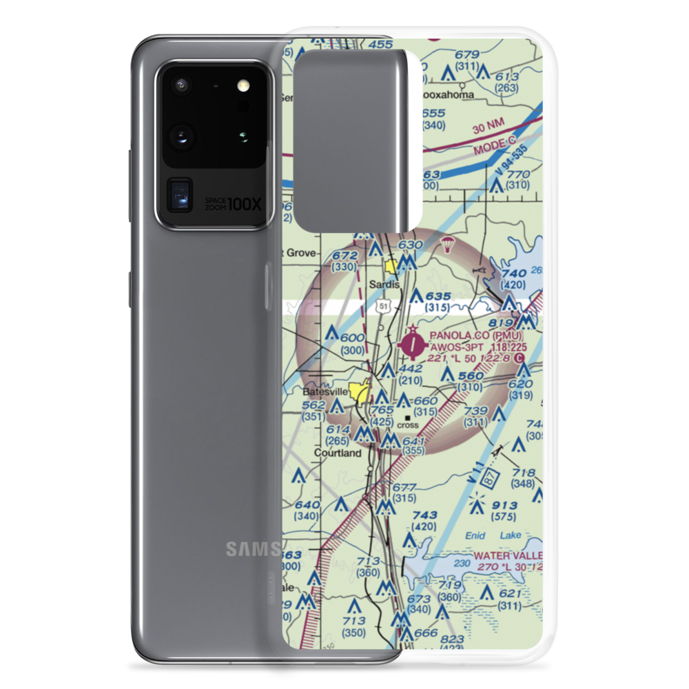 Panola County Airport (PMU) VFR Sectional Samsung Case Samsung Galaxy S20 Ultra model shown