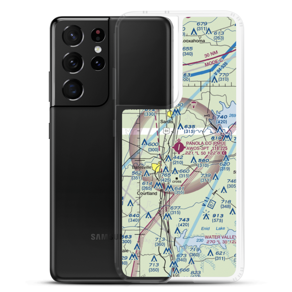 Panola County Airport (PMU) VFR Sectional Samsung Case Samsung Galaxy S21 Ultra model shown