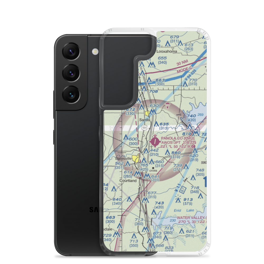 Panola County Airport (PMU) VFR Sectional Samsung Case Samsung Galaxy S22 model shown