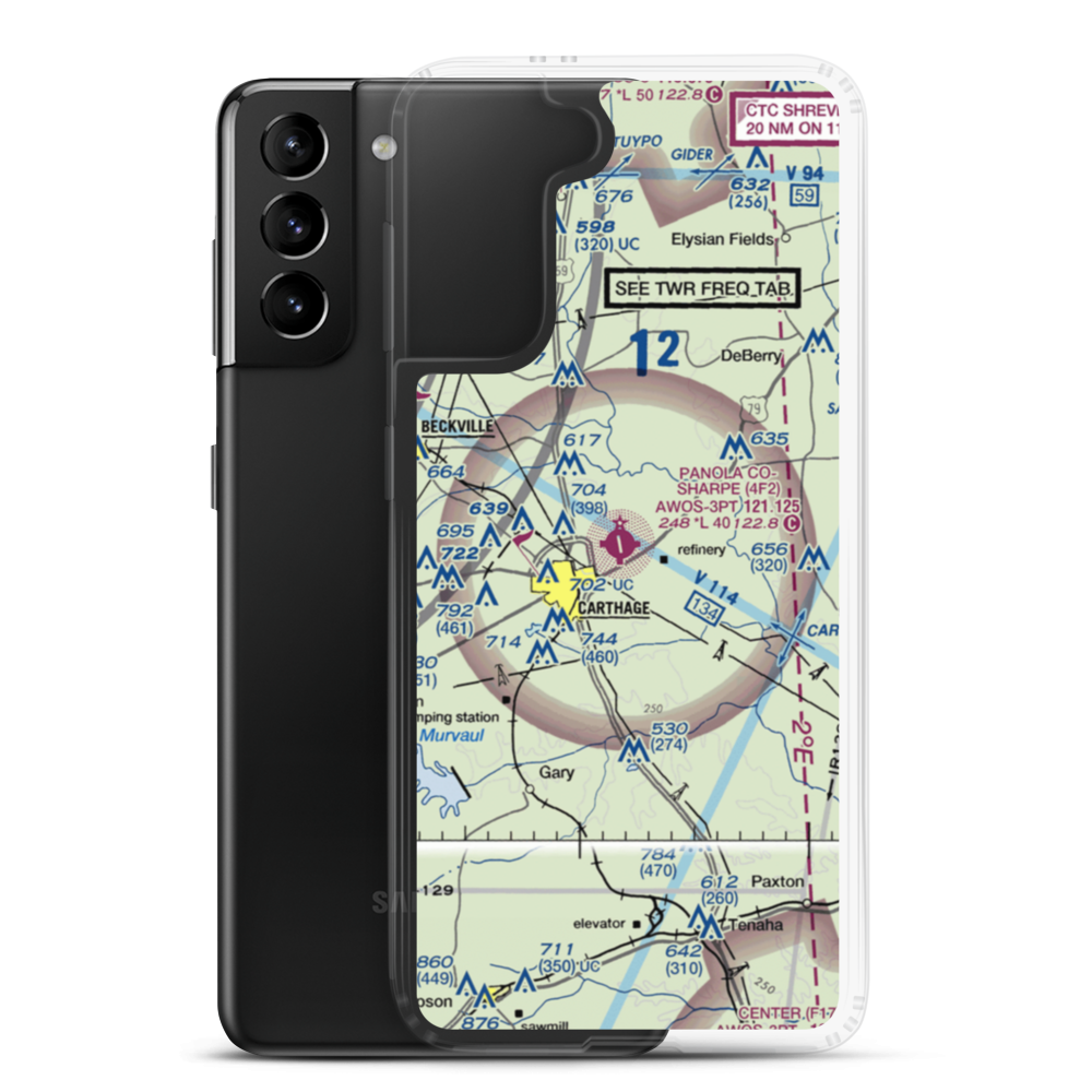 Panola County Sharpe Field (4F2) VFR Sectional Samsung Case Samsung Galaxy S21 Plus model shown