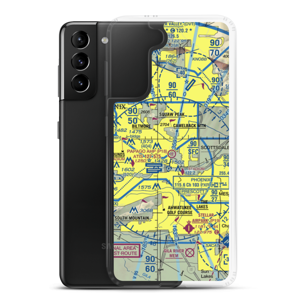 Papago Army Heliport (P18) VFR Sectional Samsung Case Samsung Galaxy S21 Plus model shown