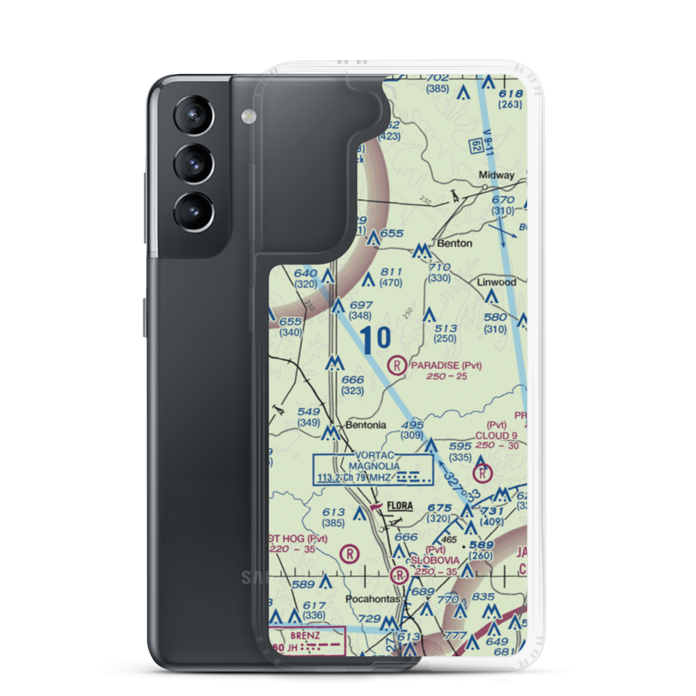 Paradise Airport (99MS) VFR Sectional Samsung Case Samsung Galaxy S21 model shown