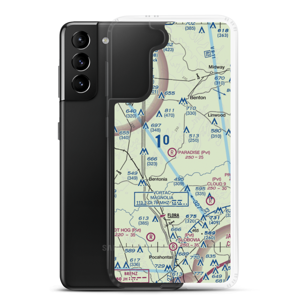 Paradise Airport (99MS) VFR Sectional Samsung Case Samsung Galaxy S21 Plus model shown
