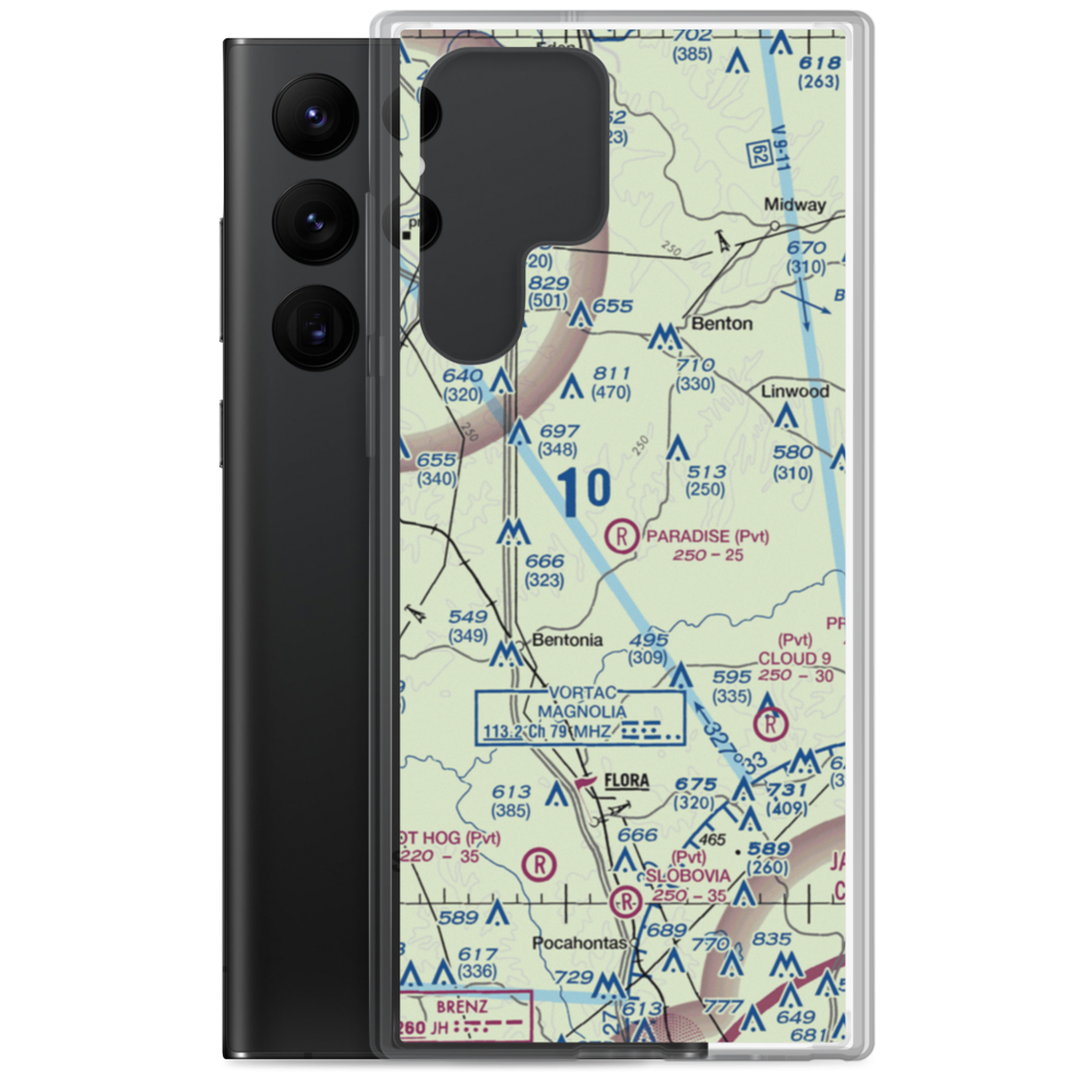 Paradise Airport (99MS) VFR Sectional Samsung Case Samsung Galaxy S22 Ultra model shown