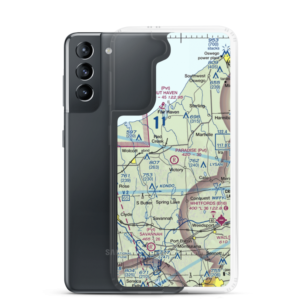 Paradise Airport (NY42) VFR Sectional Samsung Case Samsung Galaxy S21 model shown